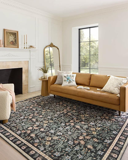 Loloi Rifle Paper Co. Eden Collection EDE-02 Mughal Garden Black 2'-3" x 3'-9" Accent Rug feat. CloudPile™