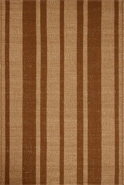Loloi Leanne Ford Weatherstaff Collection WTS-04 Cinnamon/Natural 2'-6" x 7'-6" Runner Rug Jute, Striped, Neutral, Hallway, Kitchen, Mudroom, and Bathroom