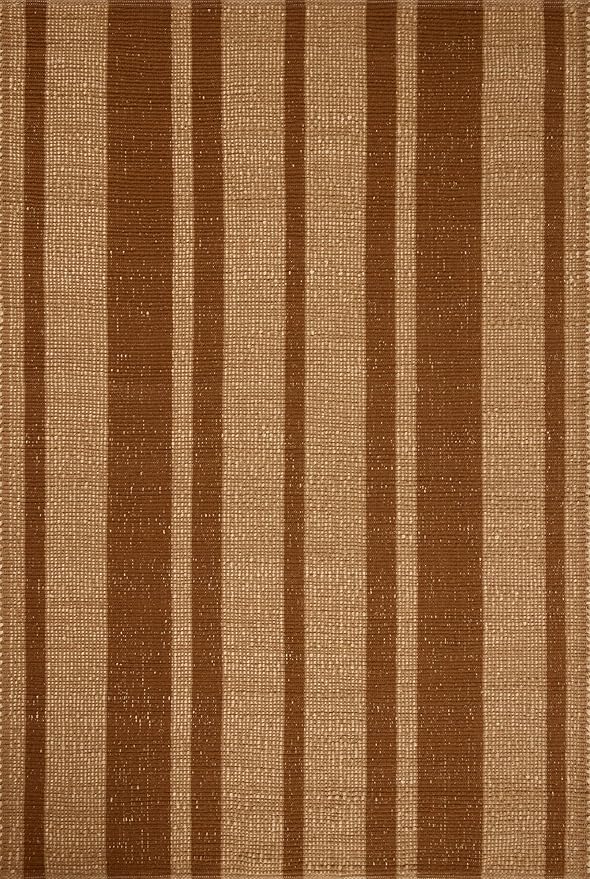 Loloi Leanne Ford Weatherstaff Collection WTS-04 Cinnamon/Natural 8'-6" x 11'-6" Area Rug Jute, Striped, Neutral, Living Room, Bedroom, Dining Room