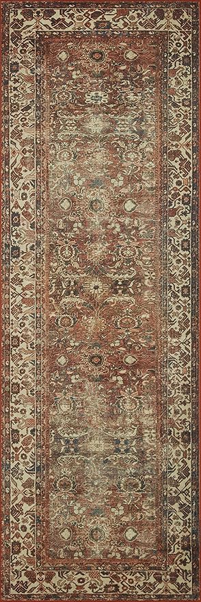 Loloi Magnolia Home by Joanna Gaines Banks Collection BAN-04 Brick/Ivory 2'-3" x 3'-9" .13" Pile Height, Machine Washable, Accent Rug