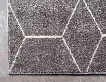 Unique Loom Trellis Frieze Collection Area Rug - Geometric (9' x 12' 2", Dark Gray/ Ivory)