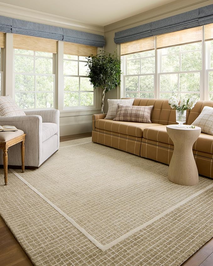 Loloi Chris Loves Julia Briggs Collection, Wheat & Ivory, 2'-3" x 3'-9" Accent Rug – Minimal Gritted Design Area Rugs for Living Room Bedroom Entryway & Hallway No Shed High Traffic Home Decor Rug