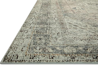 Loloi Magnolia Home by Joanna Gaines Sinclair Collection SIN-04 Natural/Sage 7'-6" x 9'-6", .25" Pile Height, Machine Washable, Area Rug