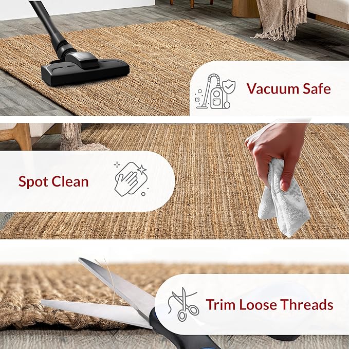 nuLOOM Ashli Solid Farmhouse Jute Area Rug, 3x5, Natural