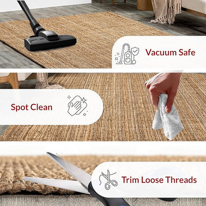 nuLOOM Ashli Solid Farmhouse Jute Area Rug, 10x13, Natural
