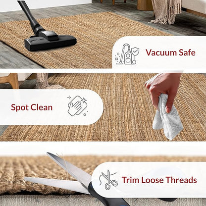 nuLOOM Ashli Solid Farmhouse Jute Area Rug, 5x8, Natural