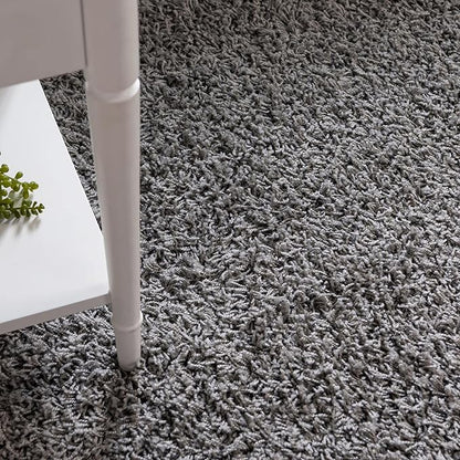 Unique Loom Solid Shag Collection Area Rug (3' 3" Round, Cloud Gray)