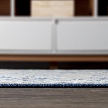JONATHAN Y Modern Vintage Medallion Navy/Light Gray Indoor Area Rug, 4x6, Country, Floral, Easy-Cleaning for Living Room, Bedroom, Kitchen, Pet Friendly, Non-Shedding (MDP100B-4)