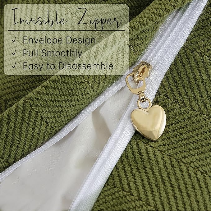 ZWJD Olive Green Pillow Covers 18x18 Set of 2 Chenille Throw Pillow Covers with Elegant Design Soft and Luxurious Decorative Throw Pillows for Couch, Bed, and Home Decor