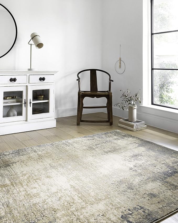 Loloi Teagan Collection TEA-08 Ivory/Mist 2'-8" x 13' Runner Rug, Large, Soft Neutral Rug, High-Traffic for Living Room, Bedroom, Home Office, Dining Area