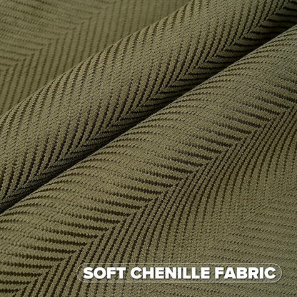 FUTEI Olive Green Chenille Throw Pillow Covers 20x20 Inch Set of 2,Soft Wide Chevron Textured Cushion Case,Farmhouse Home Decor for Couch Bed Living Room