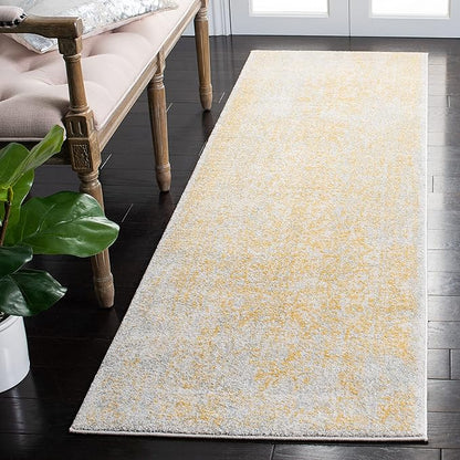 SAFAVIEH Evoke Collection Runner Rug - 2'2" x 11', Ivory & Gold, Distressed Design, Non-Shedding & Easy to Clean, Ideal for Foyer, Bedroom, Kitchen, Hallway (EVK256B)