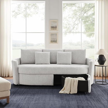 Studio Living® Beckett 92" Storage Sofa, Modern Farmhouse, Pocket Coil Comfort, Easy Assembly, Chenille Fabric, Ivory