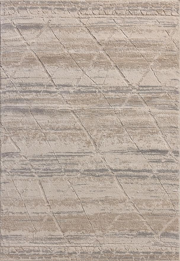 Loloi Amber Lewis Monty Collection MOT-02 Ivory/Natural 6'-7" x 9'-3", .50" Pile Height, Area Rug