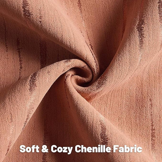 FUTEI Rust Chenille Decorative Throw Pillow Covers 12x20 Inch Set of 2,Soft Embossed Striped Textured Lumbar Pillow Cases,Modern Home Decor for Couch Bed Living Room