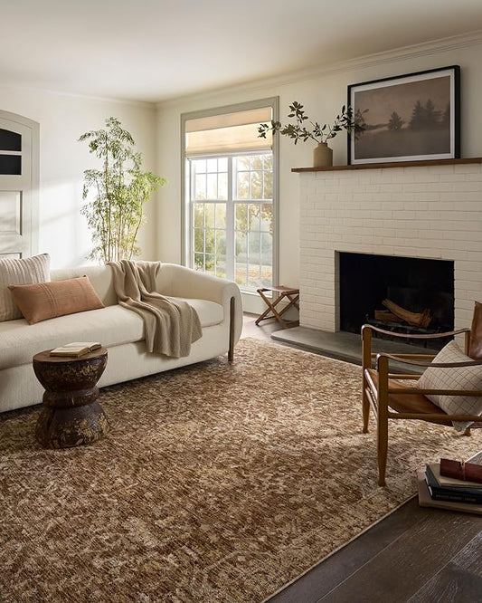 Loloi Magnolia Home by Joanna Gaines Junie Collection JUE-01 Clay/Natural 9'-6" x 9'-6", .38" Pile Height, Round Area Rug
