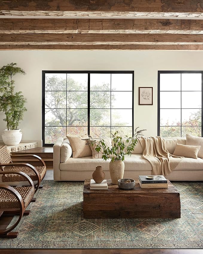 Loloi Magnolia Home by Joanna Gaines Sinclair Collection SIN-03 Turquoise/Multi 2'-0" x 5'-0", .25" Pile Height, Machine Washable, Accent Rug