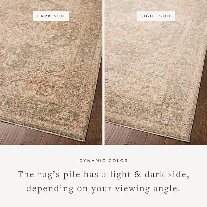 Loloi Chris Loves Julia Palma Collection PLM-08 Olive/Spice 2'-7" x 10'-0" Fringe Runner Rug Vintage Style Boho Living Room Bedroom Carpet