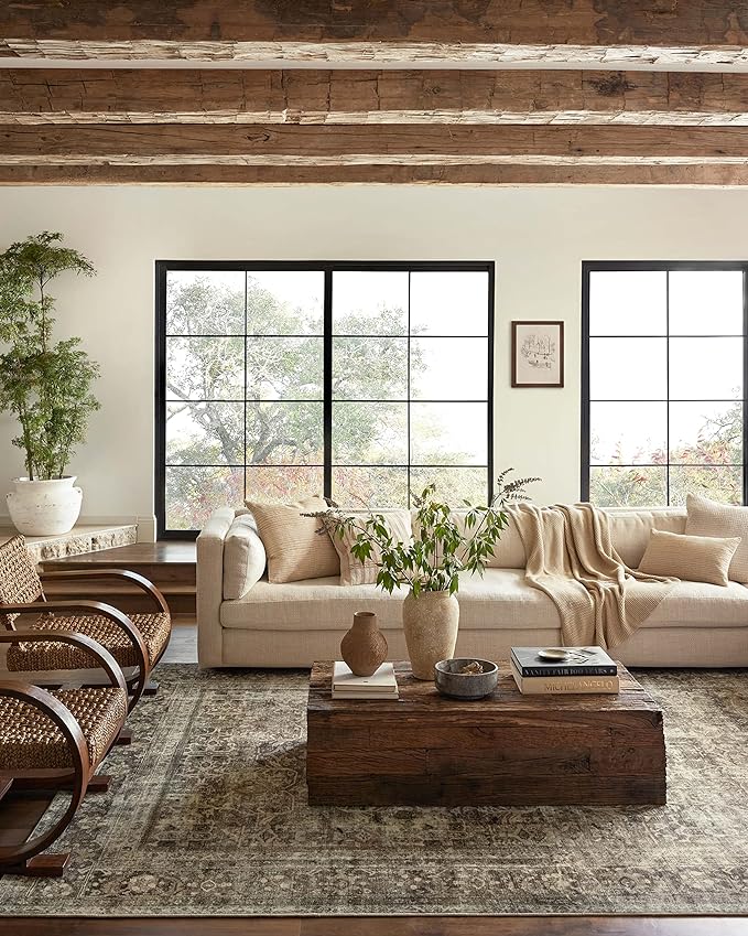 Loloi Magnolia Home by Joanna Gaines Sinclair Collection SIN-01 Pebble/Taupe 2'-3" x 11'-6", .25" Pile Height, Machine Washable, Runner Rug