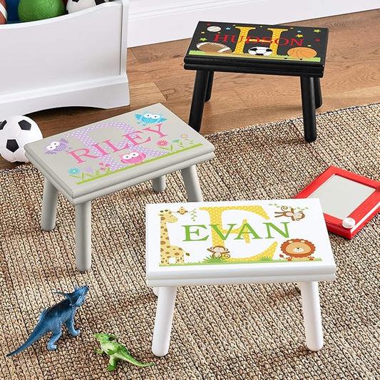 Let’s Make Memories Personalized My Own Name Step Stool - Children’s Step Stool - Sturdy Wood – Non-Toxic Paint, Sealer - Mermaid Design - White - 14’Wx9.25”Lx8.75”H - Ages 3+