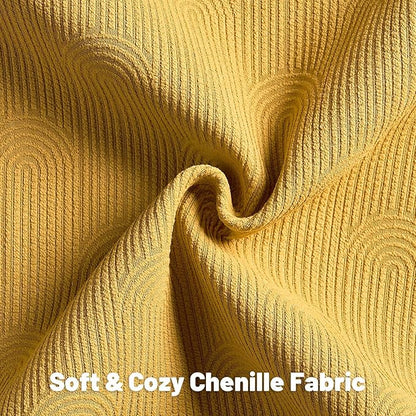 FUTEI Mustard Yellow Chenille Decorative Throw Pillow Covers 20x20 Inch Set of 2,Soft Cozy Striped Geometric Patterns Cushion Cases,Modern Home Decor for Couch Bed Living Room