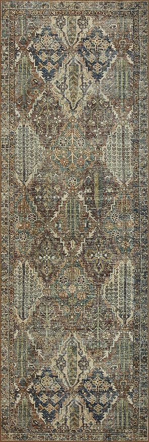Loloi Magnolia Home by Joanna Gaines Banks Collection BAN-05 Spice/Blue 5'-0" x 7'-6", .13" Pile Height, Machine Washable, Area Rug