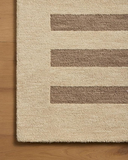 Loloi Leanne Ford Craven Collection CVN-05 Oatmeal/Bark 2'-3" x 3'-9" Accent Rug Striped, Patterned, Neutral, Entryway, Mudroom, Bathroom, and Kitchen