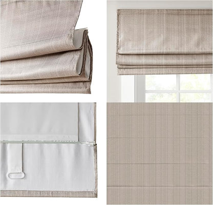 Madison Park Galen Cordless Roman Shade, 34"W x 64"H, Sheen Taupe – Room Darkening, Thermal Insulated, Energy Efficient Window Blind with Subtle Sheen Basketweave Fabric for Privacy