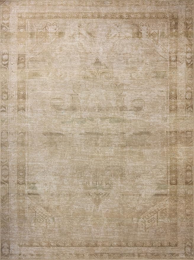 Loloi Amber Lewis Cambria Collection CBR-04 Natural/Jade 10'-0" x 14'-0" Area Rug Jute, Neutral, Vintage Style, Antique Tone, Living, Bedroom, Dining, Carpet