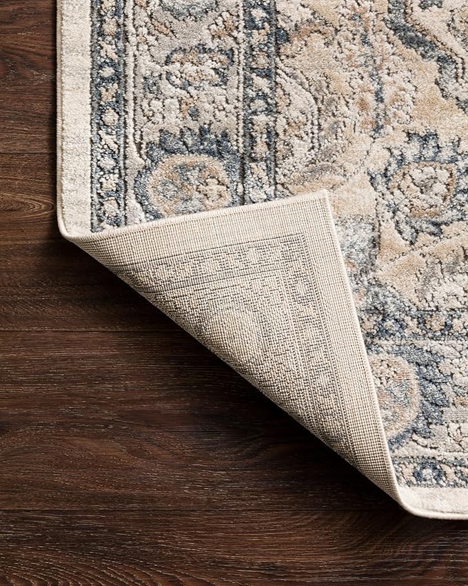 Loloi Teagan Collection TEA-01 Natural/Lt. Grey 6'-7" x 9'-2" Area Rug, Large, Soft Neutral Rug, High-Traffic for Living Room, Bedroom, Home Office, Dining Area