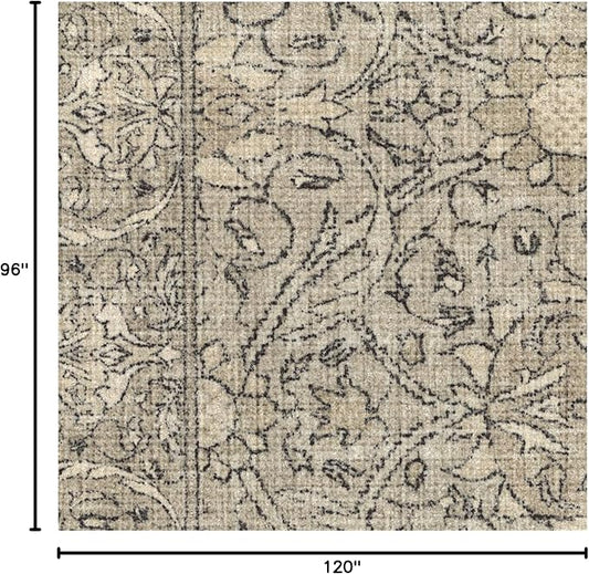 RUGGABLE x Morris & Co Washable Area Rug – Montreal Natural Stone 8x10, Stain-Resistant, Non-Slip – Large Machine Washable Rugs for Living Room, Bedroom, Hallway, Entryway & Office–with Standard Pad