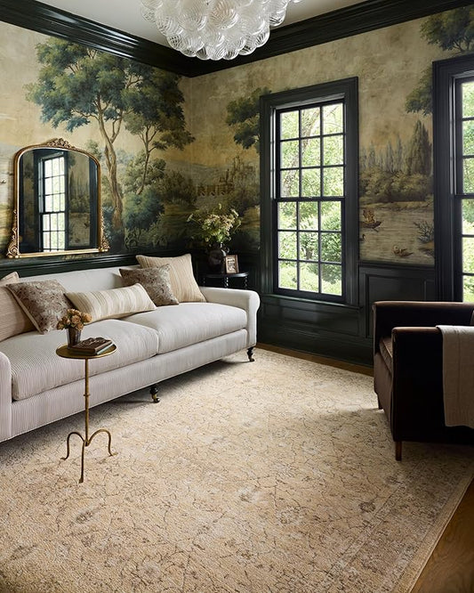 Loloi Chris Loves Julia Palma Collection PLM-10 Wheat/Bark 2'-3" x 3'-10" Fringe Accent Rug Vintage Style Boho Living Room Bedroom Carpet