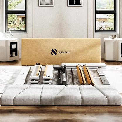 Queen Size Platform Bed Frame with Upholstered Headboard, Wooden Slats Support, Noise Free, No Box Spring Needed, Easy Assembly, Light Grey, Linen