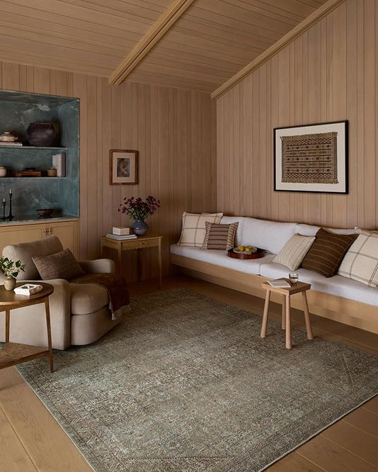 Loloi Amber Lewis Cambria Collection CBR-05 Aqua/Natural 2'-6" x 12'-0" Runner Rug Jute, Neutral, Vintage Style, Antique Tone, Living, Bedroom, Dining, Carpet