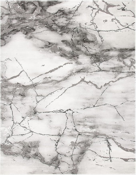 SAFAVIEH Craft Collection X-Large Area Rug - 12' x 15', Grey & Silver, Modern Abstract Design, Non-Shedding & Easy Care, Ideal for High Traffic Areas in Living Room, Bedroom (CFT877G)