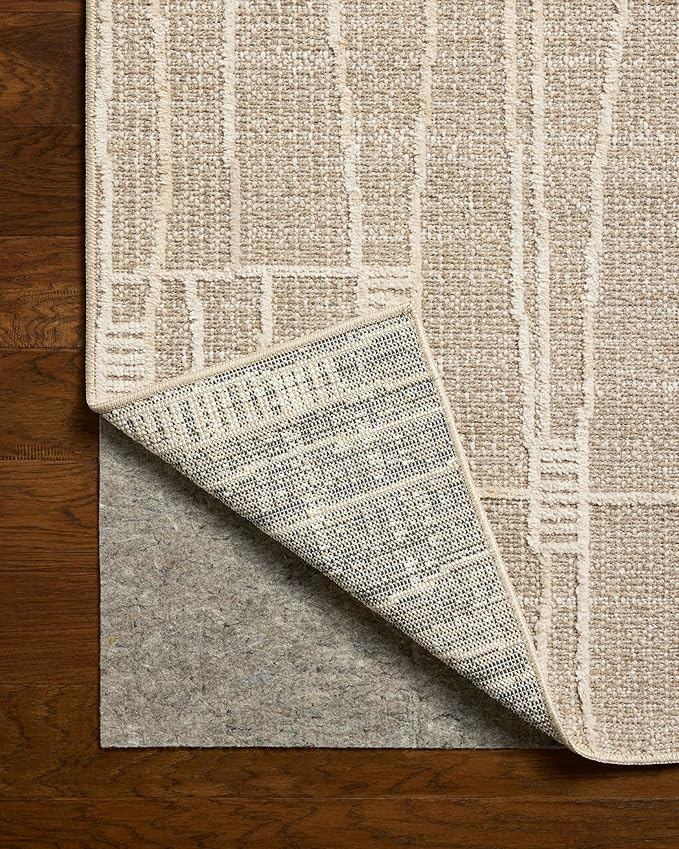 Loloi Amber Lewis Bexley Collection BEX-05 Mushroom/Natural 6'-6" x 9'-3" Area Rug Neutral, Textured, Living, Bedroom, Dining, Carpet