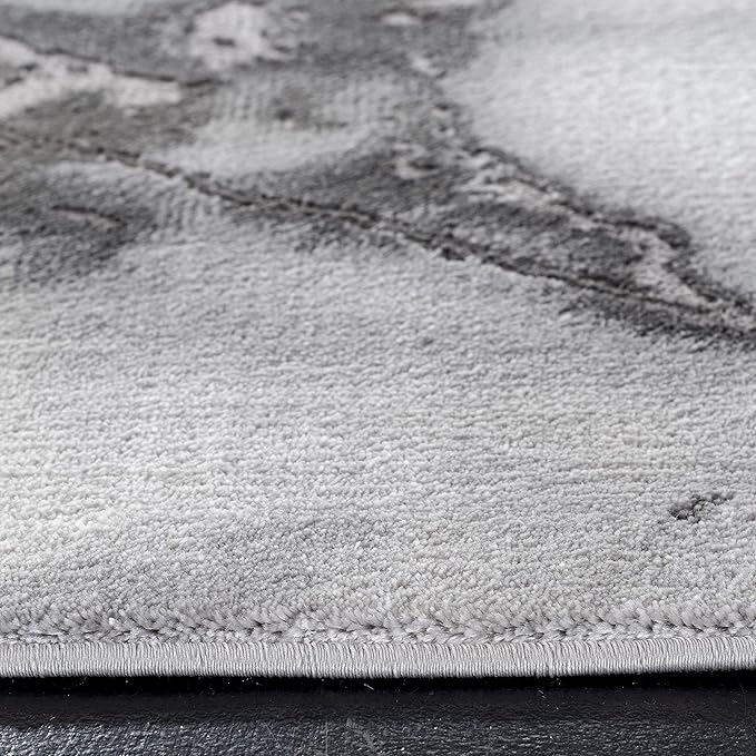 SAFAVIEH Craft Collection Area Rug - 4' Square, Grey & Silver, Modern Abstract Design, Non-Shedding & Easy Care, Ideal for High Traffic Areas in Living Room, Bedroom (CFT877G)