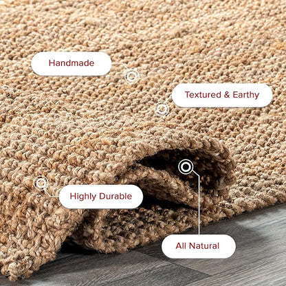 nuLOOM Ashli Solid Farmhouse Jute Runner Rug, 2' 6" x 10', Natural