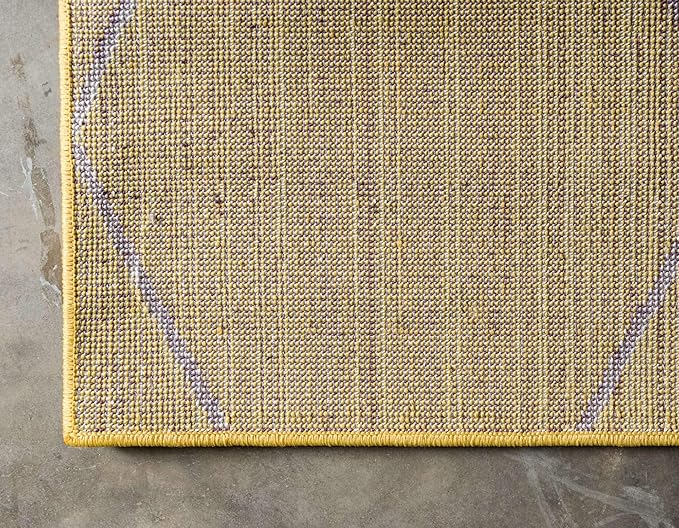 Unique Loom Trellis Frieze Collection Area Rug - Geometric (7' 1" x 10' Rectangle Yellow/Ivory)
