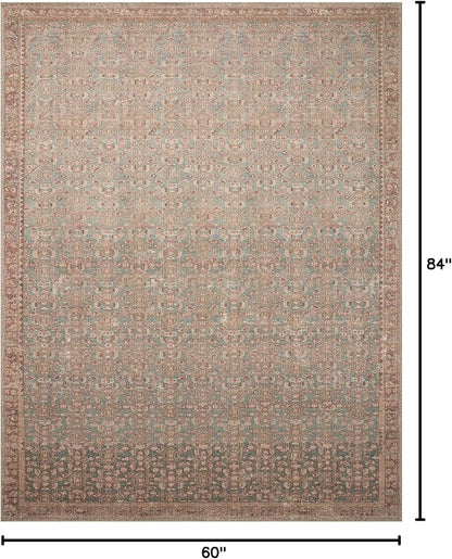 Loloi Angela Rose Aubrey Collection AUB-04 Blue/Terracotta 5'-0" x 7'-0", .19" Pile Height, Area Rug