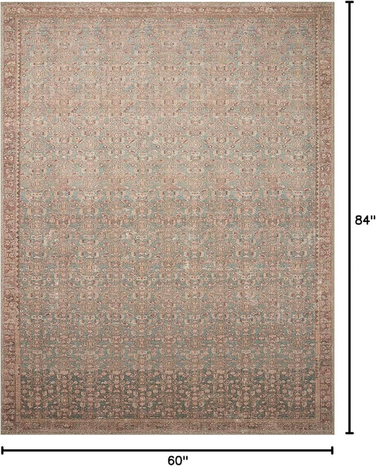 Loloi Angela Rose Aubrey Collection AUB-04 Blue/Terracotta 5'-0" x 7'-0", .19" Pile Height, Area Rug