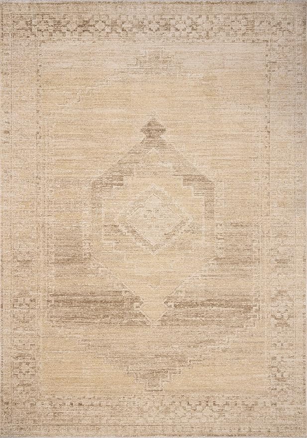 Loloi Chris Loves Julia Palma Collection PLM-07 Wheat/Taupe 2'-7" x 10'-0" Fringe Runner Rug Vintage Style Boho Living Room Bedroom Carpet