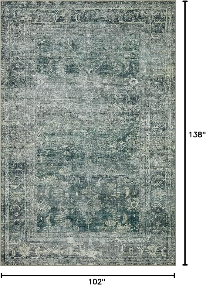 Loloi Magnolia Home by Joanna Gaines Banks Collection BAN-03 Blue/Lagoon 8'-6" x 11'-6", .13" Pile Height, Machine Washable, Area Rug
