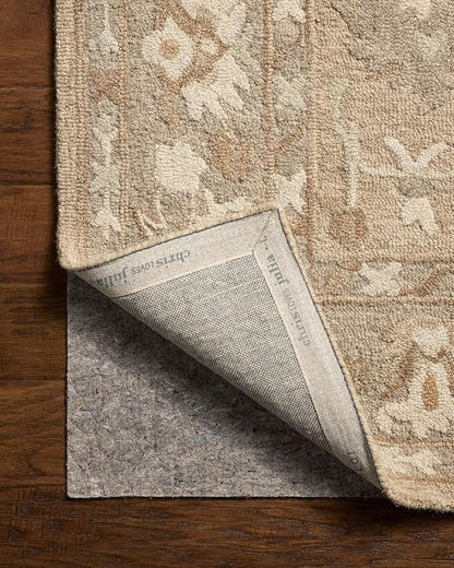 Loloi Chris Loves Julia Dorothea Collection DRT-02 Khaki/Dove 3'-6" x 5'-6" Accent Rug Wool Neutral Floral Living Room Bedroom Carpet