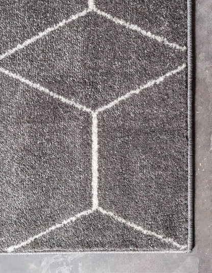 Unique Loom Trellis Frieze Collection Area Rug - Geometric (5' Square, Dark Gray/ Ivory)