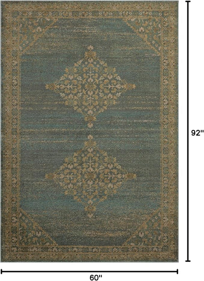 Loloi Magnolia Home by Joanna Gaines Mona Collection MOA-04 Aqua/Wheat 5' x 7'-8" Area Rug