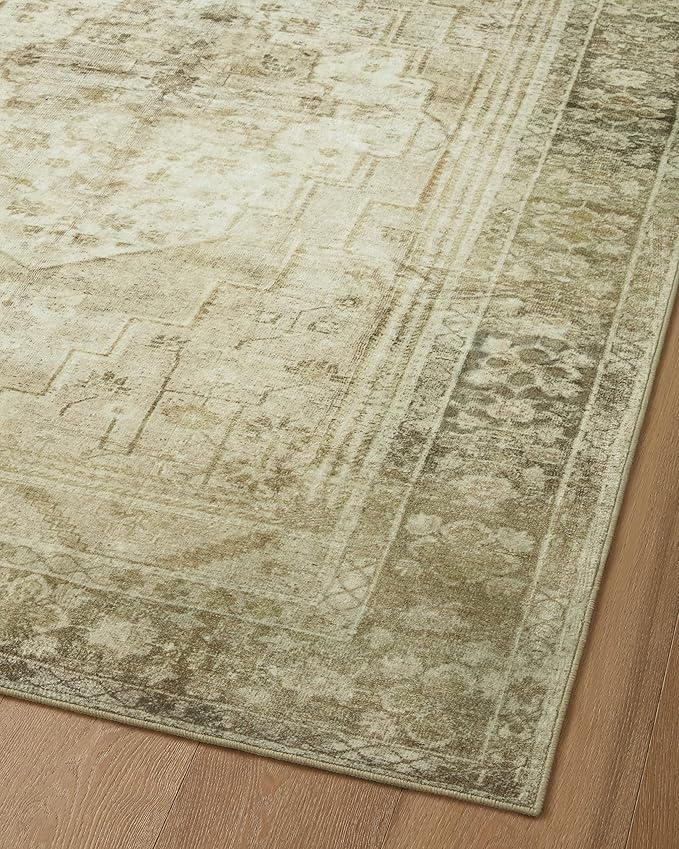 Loloi Magnolia Home by Joanna Gaines Banks Collection BAN-06 Natural/Granite 2'-3" x 3'-9" .13" Pile Height, Machine Washable, Accent Rug