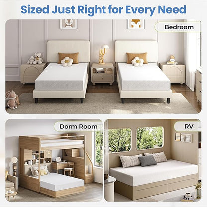 Yaheetech 12 Inch Twin Mattress 3 Foam Layer Cooling Gel Memory Foam Mattresses, Green Tea for Fresher Sleep, Medium Firm, CertiPUR-US Certified, No Fiberglass, Twin Size Mattress in a Box