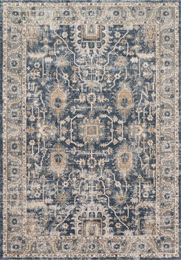Loloi Teagan Collection TEA-03 Denim/Pebble 5'-3" x 7'-6" Area Rug, Large, Soft Neutral Rug, High-Traffic for Living Room, Bedroom, Home Office, Dining Area