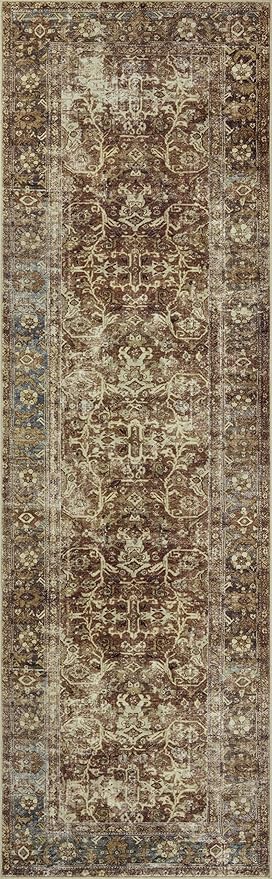 Loloi Magnolia Home by Joanna Gaines Sinclair Collection SIN-01 Rust/Lagoon 3'-6" x 5'-6", .25" Pile Height, Machine Washable, Accent Rug